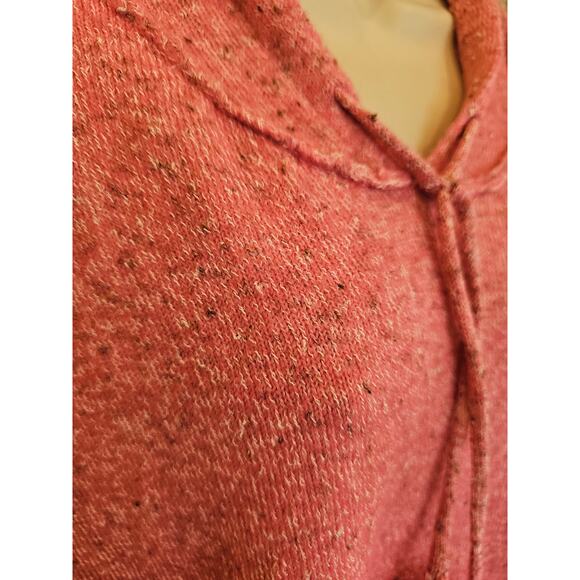 NWT Fate Pink Oversized Hooded Speckled Pull Over Pom Pom knit sweater M winter - Picture 2 of 8